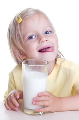 Child drinks milk