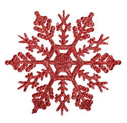 red snowflake shape decoration isolted on white