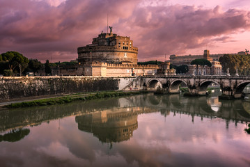 The Mausoleum of Hadrian, known as Castel Sant Angelo and the Sa