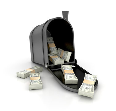 mailbox with money. 3d illustration