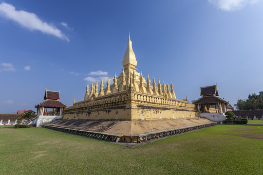Golden pagada in Wat Pha-That Luang, Vientiane, Laos