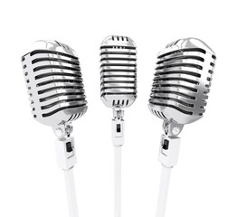 Retro microphones. isolated on white. 3d illustration
