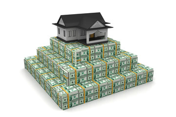 3d House with money