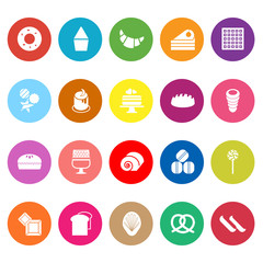 Fototapeta premium Variety bakery flat icons on white background