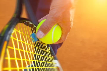 Foto op Canvas .tennis ball on a tennis court © Mikael Damkier
