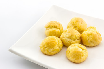 Sweet Fresh Mini Cream Puffs, Profiterole, Choux,Eclair, dessert