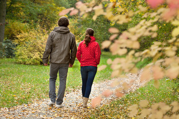 Happy couple in forest
