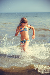 happy girl in the sea
