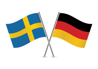 German and Swedish flags. Vector illustration.