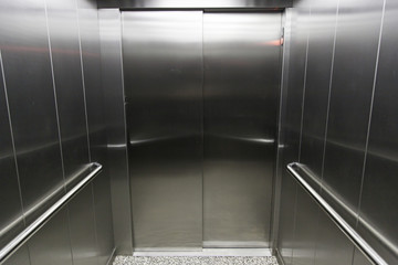 Interior of a metal lift