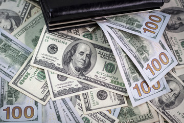 Wallet and a lot of american dollars