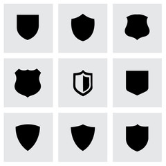 Vector black shield icons set - 70075737