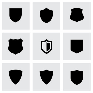 Vector black shield icons set