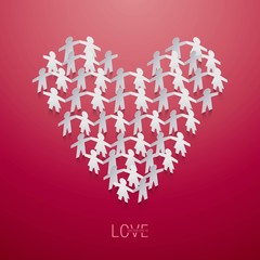 People cut out of paper, love