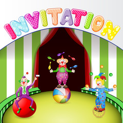 Funny clowns at the circus festival