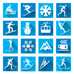 Winter sport blue web icons