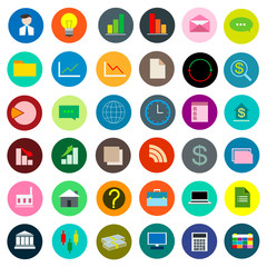 Color icon set business vector illustration