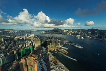 ultra wide angle view of hongkong