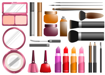 Cosmetics set beauty instrument vector illustration