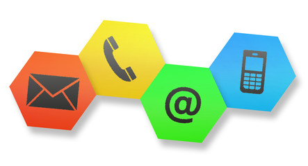 Website and Internet contact us page concept with icons