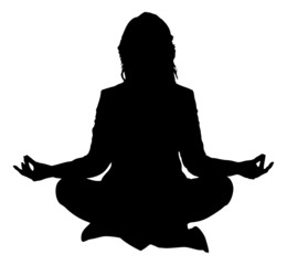 Silhouette Woman Practicing Yoga In Lotus Position