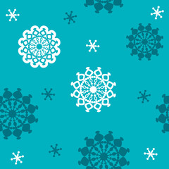 winter background, vector seamless pattern with snowflakes