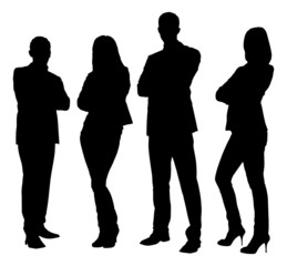 Silhouette Business People Standing With Arms Crossed