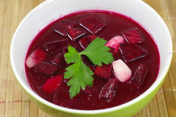 appetizing hot beetroot soup