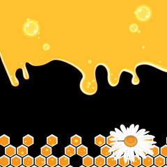 Sweet honey vector illustration, orange black background