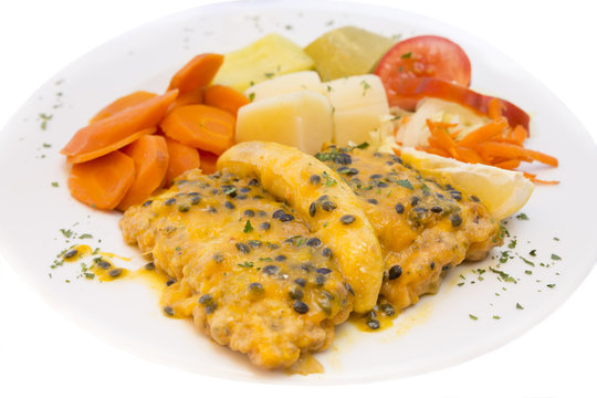 Degenfisch mit Banane und Maracujaso&szlig;e