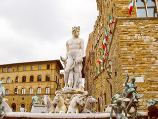 Obraz premium Retro look Fountain of Neptune in Florence