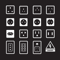 Electric outlet and plug icon