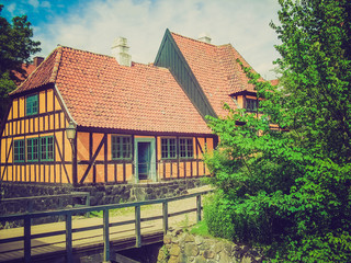 Retro look Aarhus Old Town in Denmark