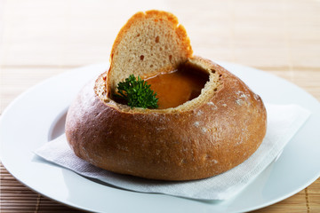 Soup in a bread bowl