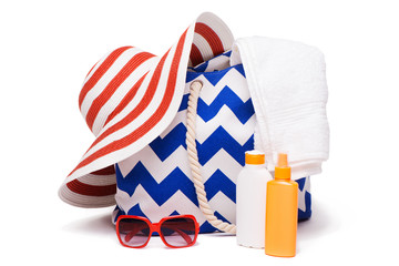 Summer bag, hat and sun-glasses