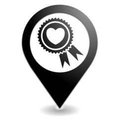 coup de cœur  sur symbole localisation noir