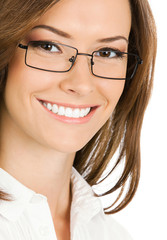 Portrait of smiling businesswoman, isolated