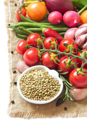 Green lentils and vegetables