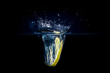 Splashing fruit on water.