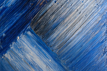 blue abstract  brushstrokes in oil on canvas