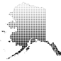 Illustration of map with halftone dots - Alaska.