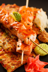 Japanese Skewered salmon with Vegetables