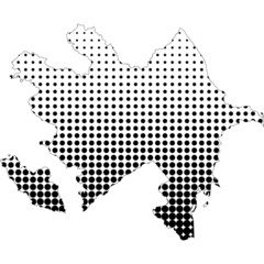 Obraz premium Illustration of map with halftone dots - Azerbaijan.
