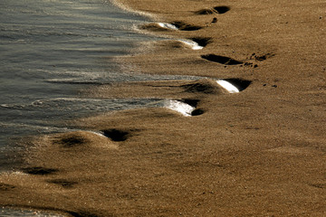 beach, wave and footsteps
