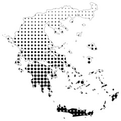 Illustration of map with halftone dots - Greece.
