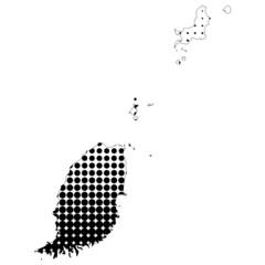 Illustration of map with halftone dots - Grenada.
