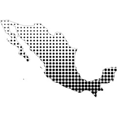 Illustration of map with halftone dots - Mexico.