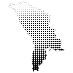 Obraz premium Illustration of map with halftone dots - Moldova.