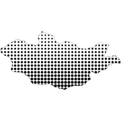 Fototapeta premium Illustration of map with halftone dots - Mongolia.