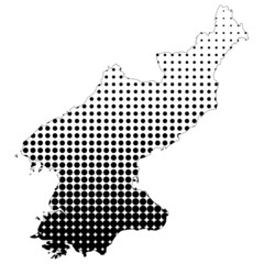 Obraz premium Illustration of map with halftone dots - North Korea.